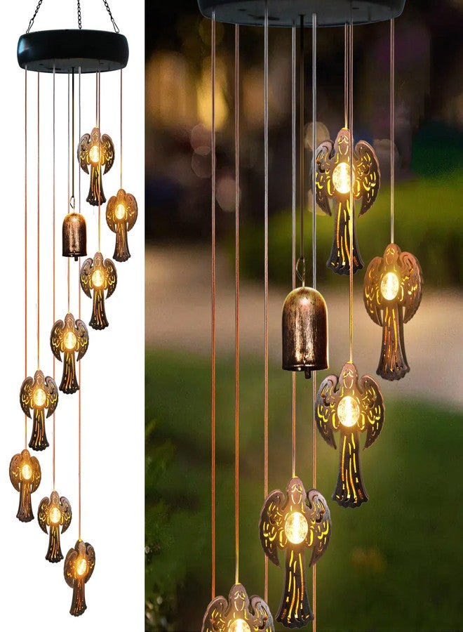 esgarden Solar Angel Wind Chimes Outdoor,Solar 8 LED Angel Wind Chimes for Outside,Hanging Lights Warm LED,Outdoor Angel Decor,Angel Gifts for Wife Mother Grandmom Christmas - Image 1