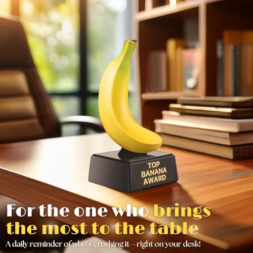 Flexzion Top Banana Trophy - 7-Inch Top Banana Award for Outstanding Achievements, Unique and Funny Trophy for Adults, Coaches, Teachers, and Team Leaders - Durable Resin with Black Base - Image 3