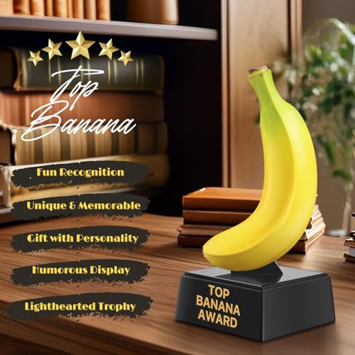 Flexzion Top Banana Trophy - 7-Inch Top Banana Award for Outstanding Achievements, Unique and Funny Trophy for Adults, Coaches, Teachers, and Team Leaders - Durable Resin with Black Base - Image 4