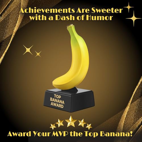 Flexzion Top Banana Trophy - 7-Inch Top Banana Award for Outstanding Achievements, Unique and Funny Trophy for Adults, Coaches, Teachers, and Team Leaders - Durable Resin with Black Base - Image 2