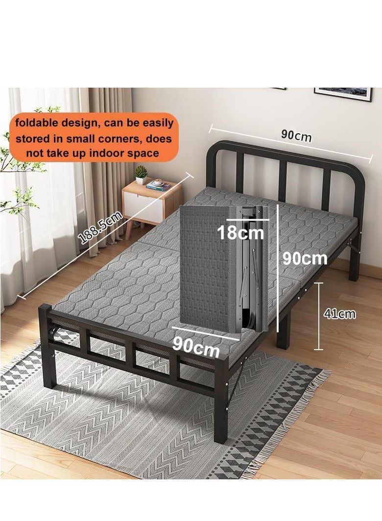 زويهاو Portable Folding Bed Spare Bedroom Office Outdoor No Assembly Bed 188 .5x90x41cm grey Folding Bed with Mattress - Image 2