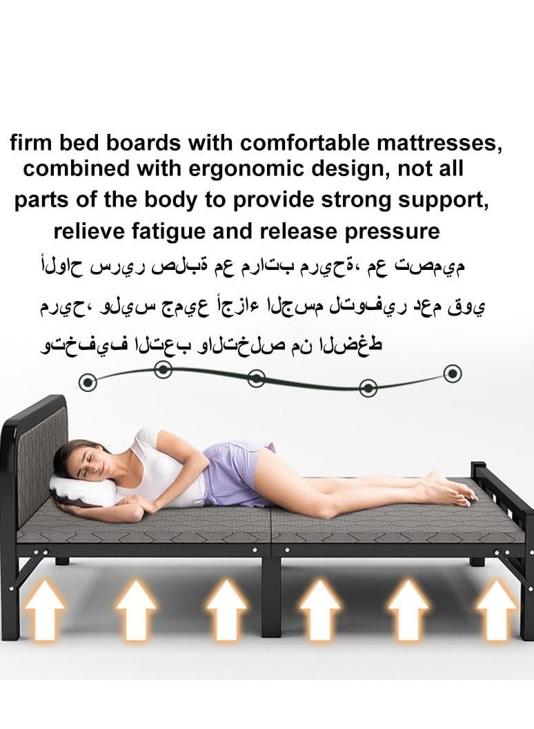 زويهاو Portable Folding Bed Spare Bedroom Office Outdoor No Assembly Bed 188 .5x90x41cm grey Folding Bed with Mattress - Image 4
