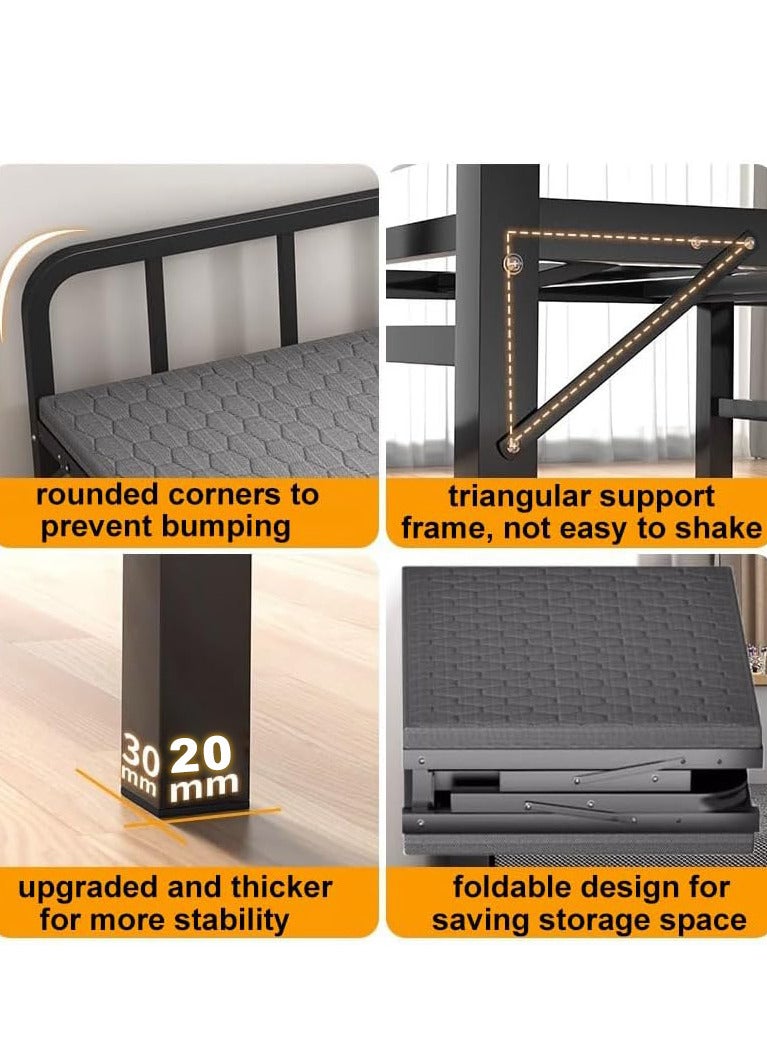 زويهاو Portable Folding Bed Spare Bedroom Office Outdoor No Assembly Bed 188 .5x90x41cm grey Folding Bed with Mattress - Image 5