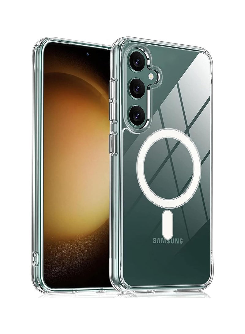 Back Cover Compatible with Samsung Galaxy S25 Plus Cover Clear Magnetic Case with Built-in Magnets Compatible with MagSafe Crystal Clear Slim Soft TPU Bumper Cover (Samsung Galaxy S25 Plus) - Image 1