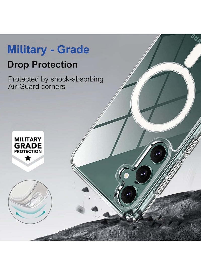 Back Cover Compatible with Samsung Galaxy S25 Plus Cover Clear Magnetic Case with Built-in Magnets Compatible with MagSafe Crystal Clear Slim Soft TPU Bumper Cover (Samsung Galaxy S25 Plus) - Image 3