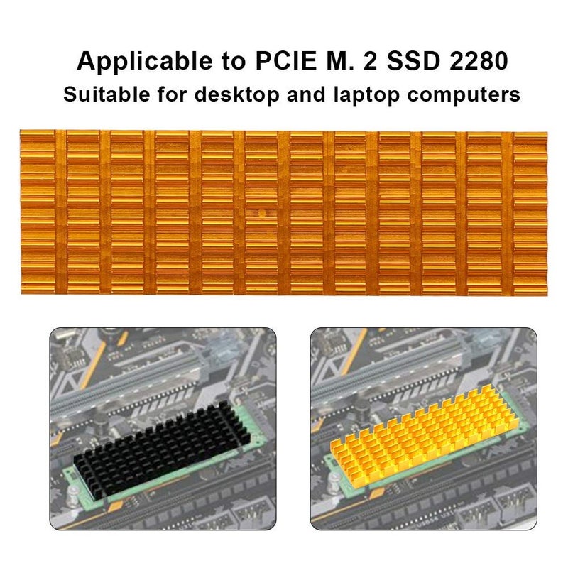 Gold M2 SSD Heatsink 2280 High Performance Cooling Fin Radiator for Laptop - Image 3