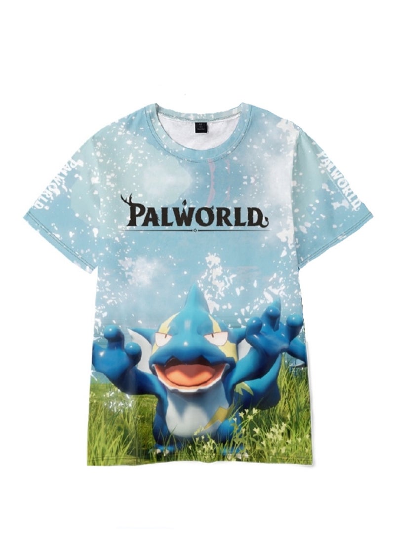 تي شيرت Palworld Phantom Beast Palu ثلاثي الأبعاد بطباعة رقمية للبالغين والأطفال صيفي بأكمام قصيرة - Image 1