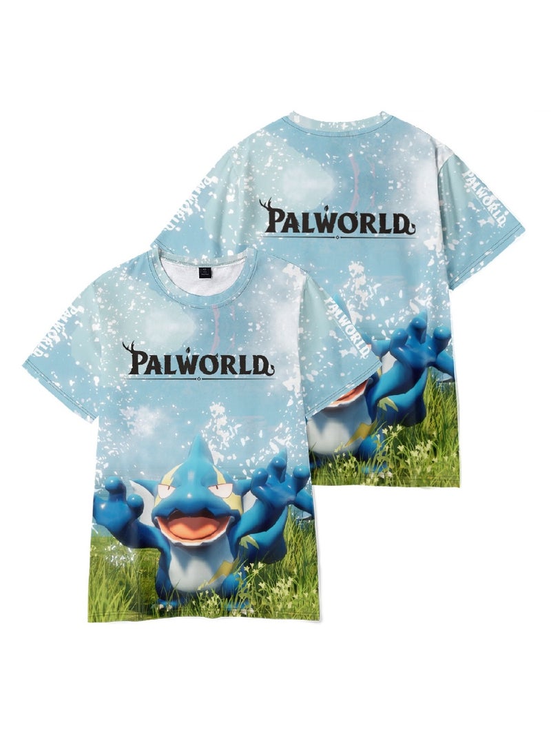 تي شيرت Palworld Phantom Beast Palu ثلاثي الأبعاد بطباعة رقمية للبالغين والأطفال صيفي بأكمام قصيرة - Image 3