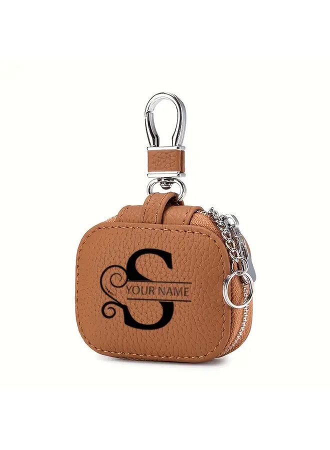 Personalized Initial Earbud Case Custom Name Earth Yellow Lightweight Durable Zipper - Image 1