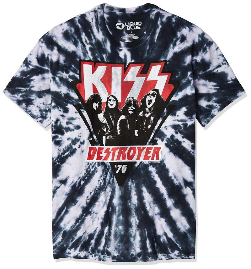 Liquid Blue unisex adult Kiss Destroyer 1976 Tie Dye Short Sleeve T-shirt T Shirt, Multi Colored Tie Dye, Large US - Image 1