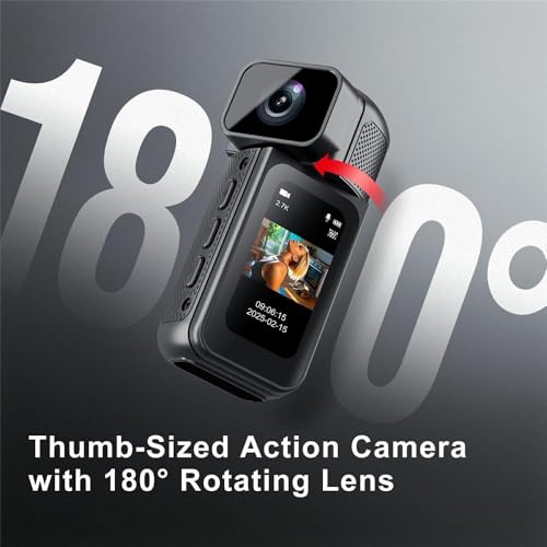 JK Vision S80 Thumb Camera Mini Action Camera | 180° Rotatable Lens | 1.47” IPS Screen | WiFi Connectivity | Loop Recording | Compact Pocket Camera for Travel, Vlogging & Dash Cam Use (White) - Image 4