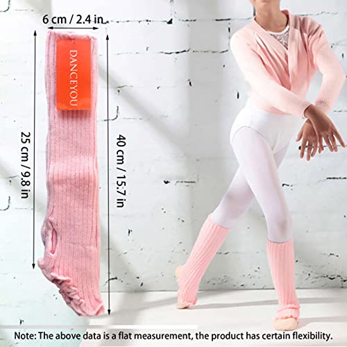 DANCE YOU DANCEYOU Ballet Leg Warmers for Girls Toddler Teens Stirrup Ankle Warmers Knitted Socks for Dance Practice Yoga Sports Casual, Pink - Image 4