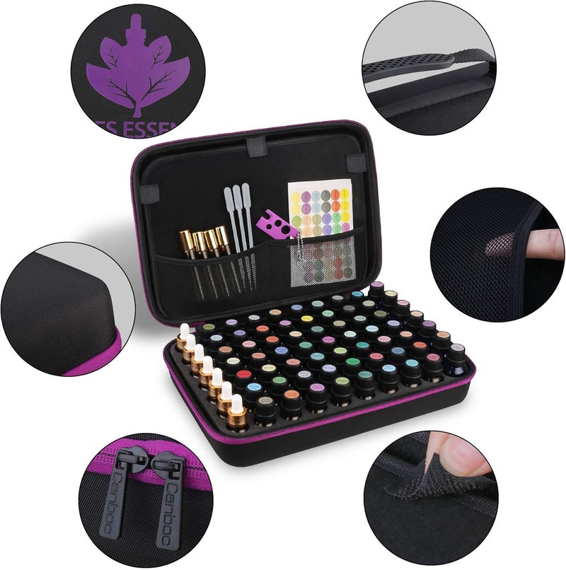 Canboc Essential Oil Storage Holder Organizer Carrying Case, Essential Oils Box Holds 70 Bottles 5ml 10ml 15ml 20ml Bottle for doTerra, Young Living Oils, Essential Oil Bag with Labels & Bottle Opener - Image 5