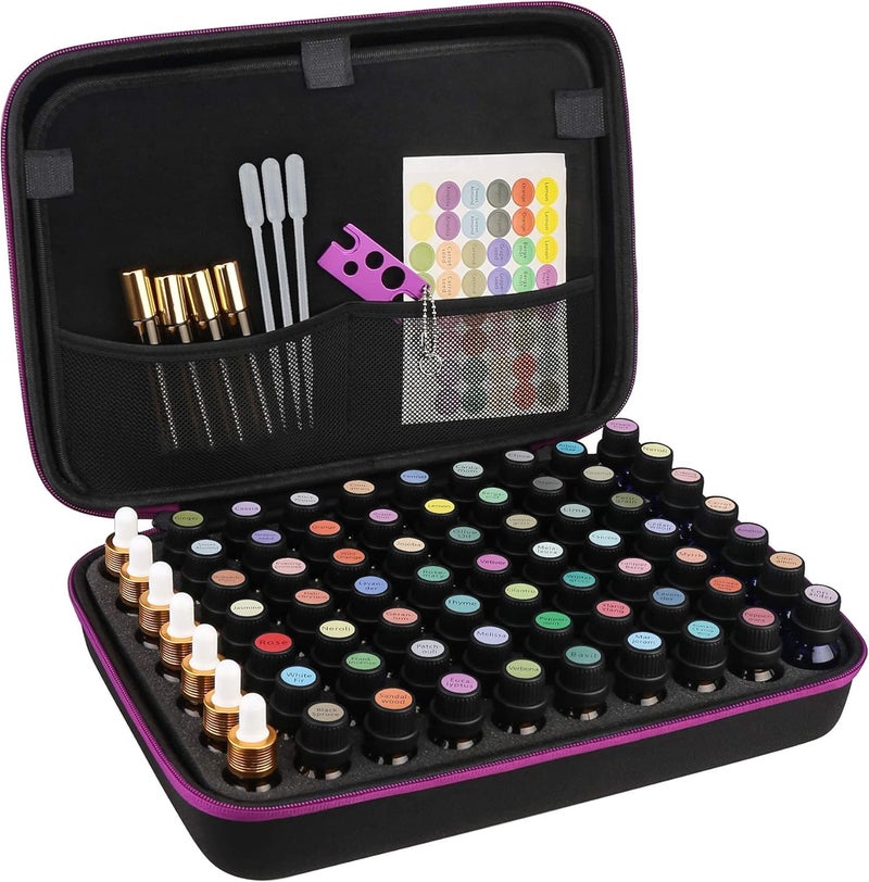 Canboc Essential Oil Storage Holder Organizer Carrying Case, Essential Oils Box Holds 70 Bottles 5ml 10ml 15ml 20ml Bottle for doTerra, Young Living Oils, Essential Oil Bag with Labels & Bottle Opener - Image 1