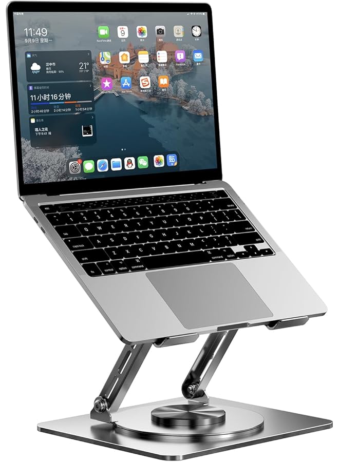 موتيم حامل كمبيوتر محمول قابل للتعديل للمكتب مع قاعدة تدور 360 درجة، حامل كمبيوتر محمول قابل للطي، مناسب للعمل التعاوني لجميع أجهزة الكمبيوتر المحمولة Pro Air Macbook مقاس 10 17.3 بوصة - Image 1