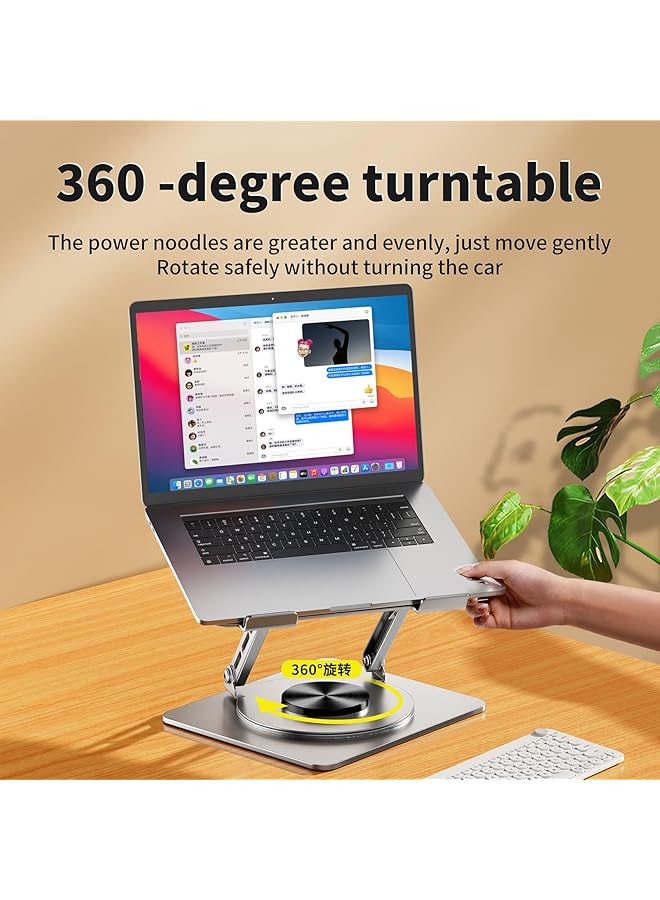 موتيم حامل كمبيوتر محمول قابل للتعديل للمكتب مع قاعدة تدور 360 درجة، حامل كمبيوتر محمول قابل للطي، مناسب للعمل التعاوني لجميع أجهزة الكمبيوتر المحمولة Pro Air Macbook مقاس 10 17.3 بوصة - Image 3
