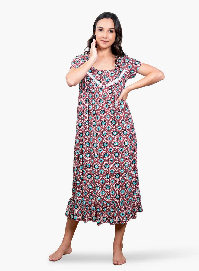 Aadaraya Printed Night Gown