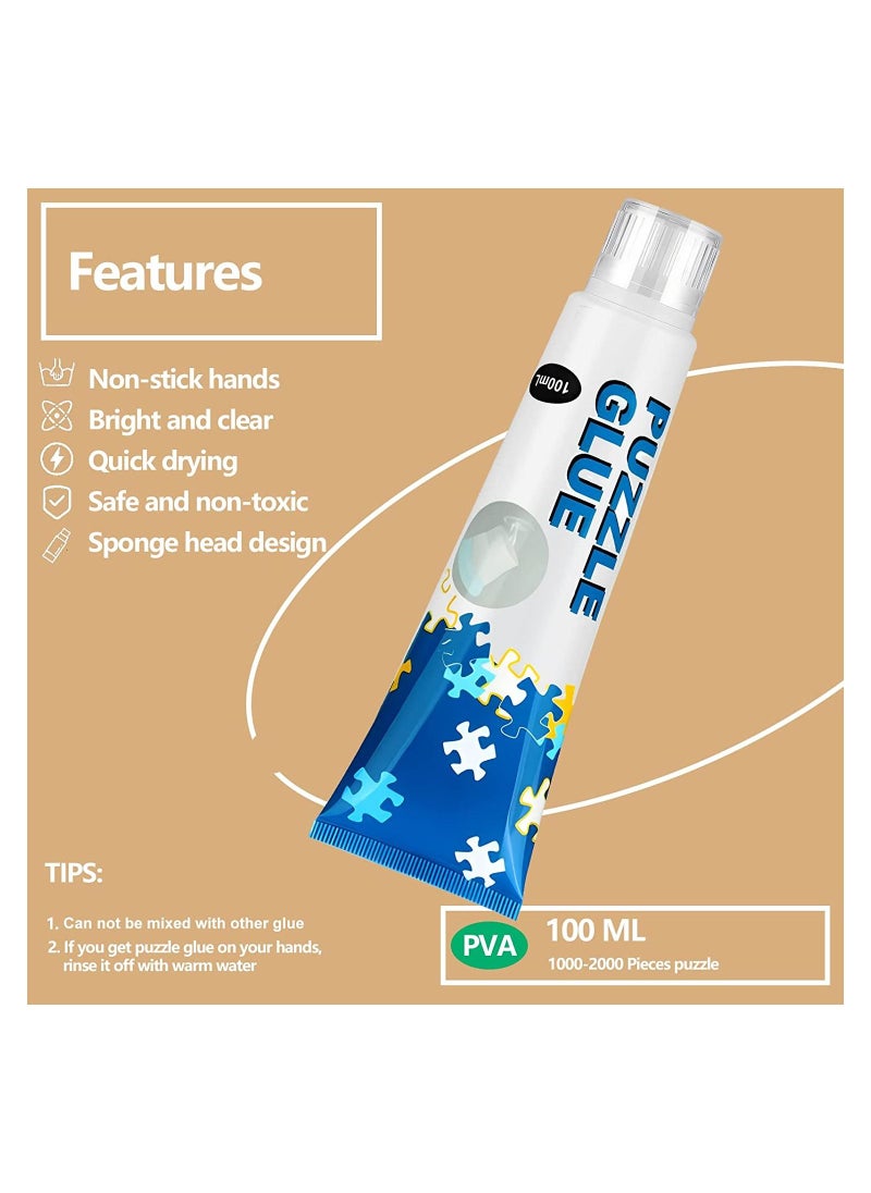Excefore 100ML Puzzle Glue Clear with New Sponge Head,Water-Soluble Puzzle Glue for 1000/2000 Pieces Puzzles, Non-Toxic and Quick Dry  - Image 5
