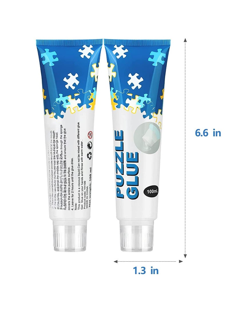 Excefore - 100ML Puzzle Glue Clear with New Sponge Head,Water-Soluble Puzzle Glue for 1000/2000 Pieces Puzzles, Non-Toxic and Quick Dry - Image 1