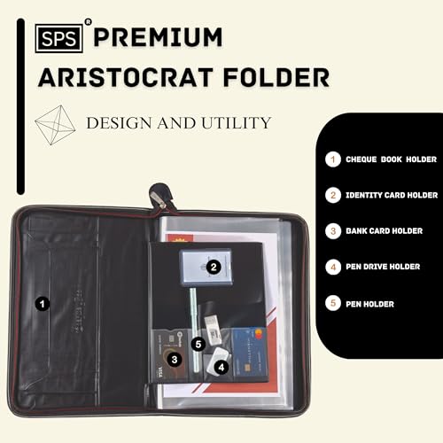 SPS PU Leather 24-Pocket A4 File Organizer – Professional Document Holder for Certificates, Legal Documents, Home, Office, School Use (Black) - Image 2