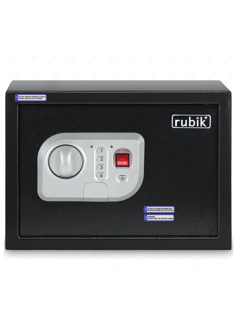 Rubik Biometric Fingerprint Safe Box with Digital Keypad and Key Lock, A4 Documents Size for Cash Jewelry Passports RBFPN25 (6kg, 25x35x25cm) Black  - Image 3