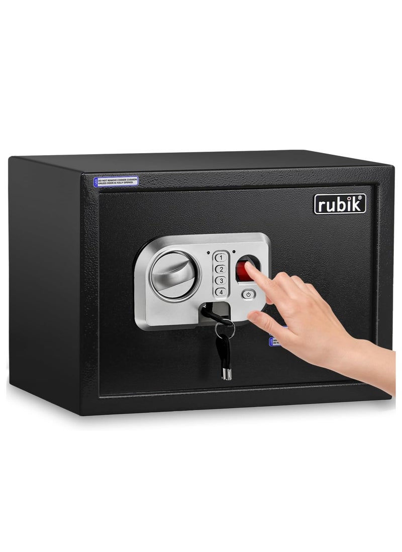 Rubik Biometric Fingerprint Safe Box with Digital Keypad and Key Lock, A4 Documents Size for Cash Jewelry Passports RBFPN25 (6kg, 25x35x25cm) Black  - Image 1