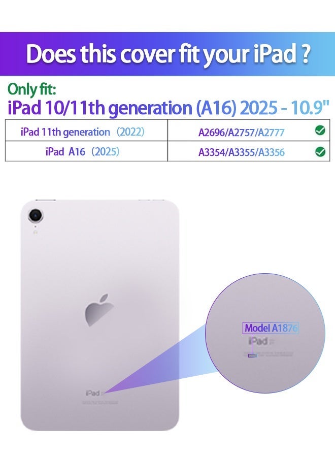 جراب iPad من الجيل الحادي عشر (A16 2025) وجراب iPad من الجيل العاشر مقاس 10.9 بوصة، غطاء ذكي رفيع مع فتحة للقلم، جراب iPad A16 من مادة TPU شفافة ثلاثية الطي مع حامل ذكي، لون رمادي - Image 2