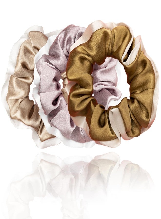 Silmer Silk Scrunchies for Hair 100% Mulberry 3 Pack(Pale Mauve, Apricot,Champaign Gold) - Image 3