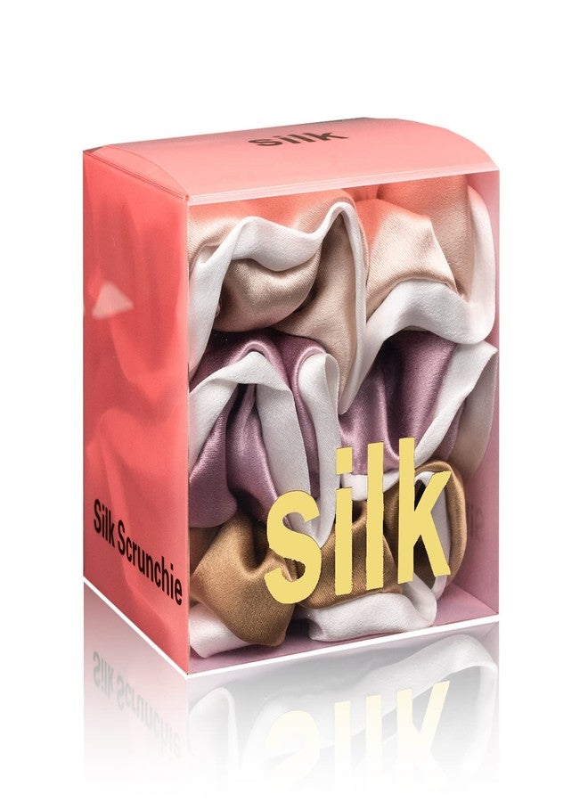 Silmer Silk Scrunchies for Hair 100% Mulberry 3 Pack(Pale Mauve, Apricot,Champaign Gold) - Image 1