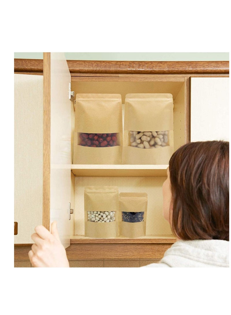 SYOSI Kraft Paper Pouch 25Pcs Stand Up Food Bag Reusable Kraft Paper Pouch with Transparent Window for Nuts Coffee Beans Tea Leaves Spices 18 * 26cm - Image 4