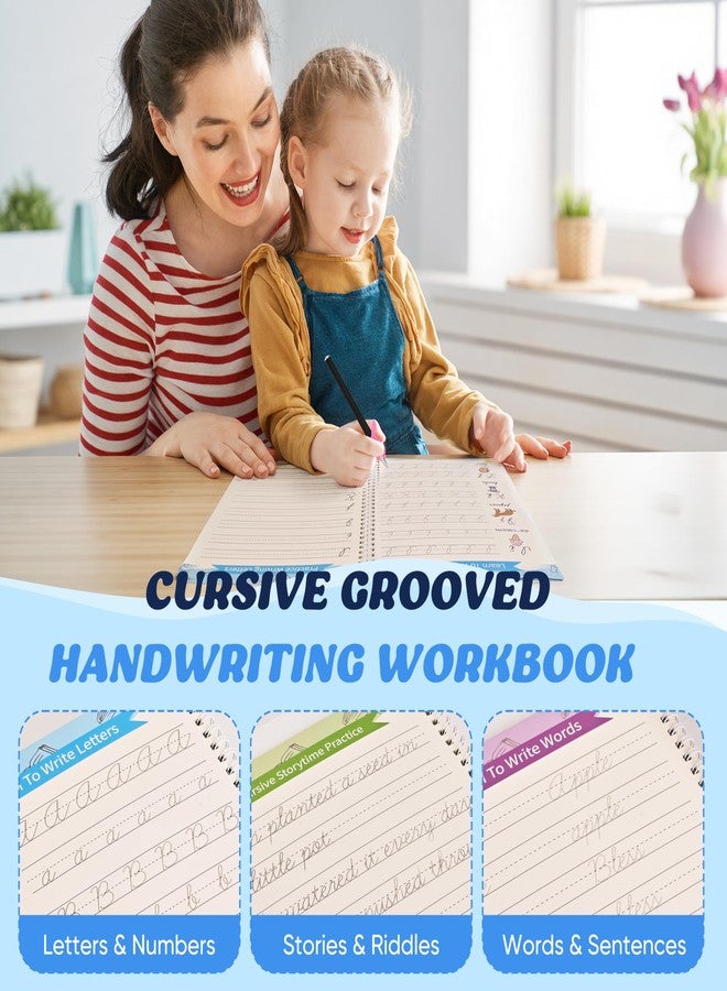 AALGO 3 Pack Magic Grooved Cursive Handwriting Workbook,Reusable Cursive Tracing Book,Cursive Writing Practice Book for Kids 5-12 to Master Letters,Words & Sentences - Image 4