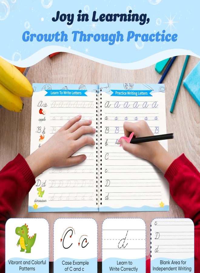 AALGO 3 Pack Magic Grooved Cursive Handwriting Workbook,Reusable Cursive Tracing Book,Cursive Writing Practice Book for Kids 5-12 to Master Letters,Words & Sentences - Image 2