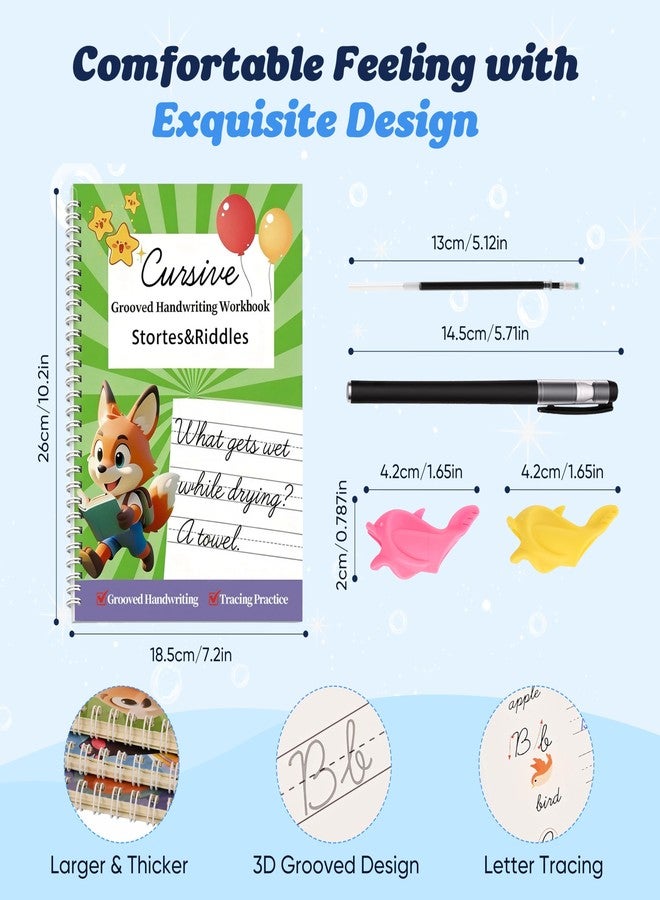 AALGO 3 Pack Magic Grooved Cursive Handwriting Workbook,Reusable Cursive Tracing Book,Cursive Writing Practice Book for Kids 5-12 to Master Letters,Words & Sentences - Image 3
