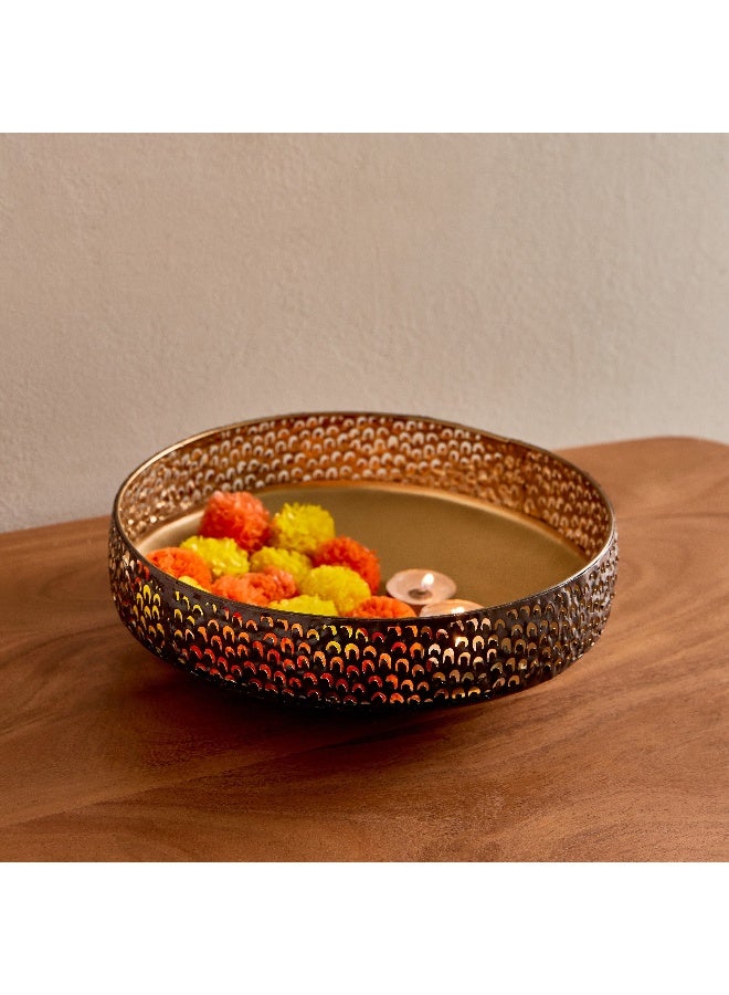 Home Box Corlie Metal Peacock Cutwork Bowl 23 x 23 x 6 cm - Image 1