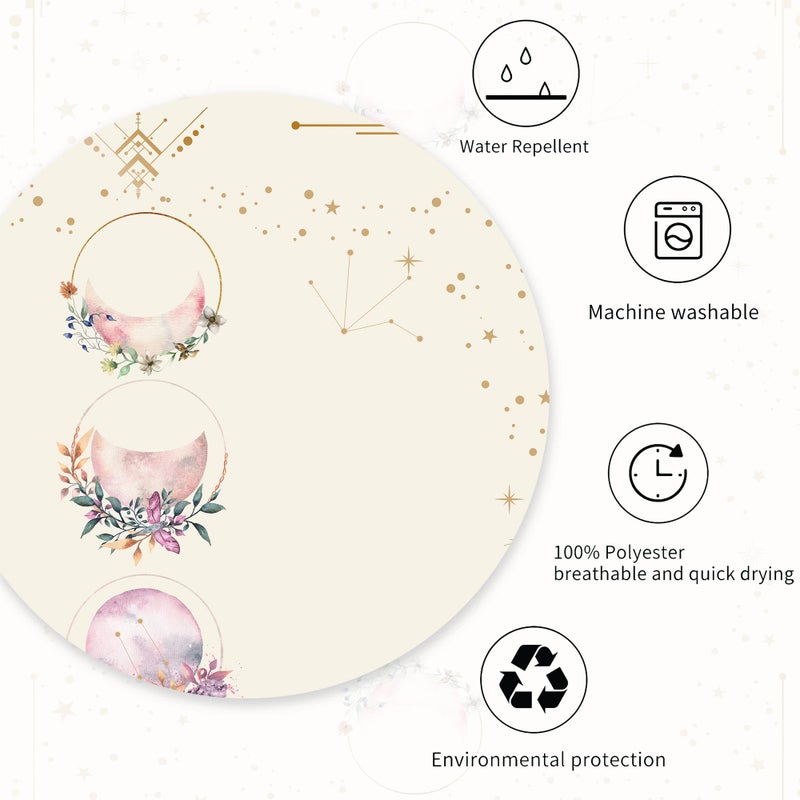 Miyotaa Moon Phase Cat Shower Curtain Set 60Wx71H Inches Boho Witchy Celestial Beige Astrology Mysterious Beige Waterproof Bathroom Curtain with 12 Hooks - Image 5