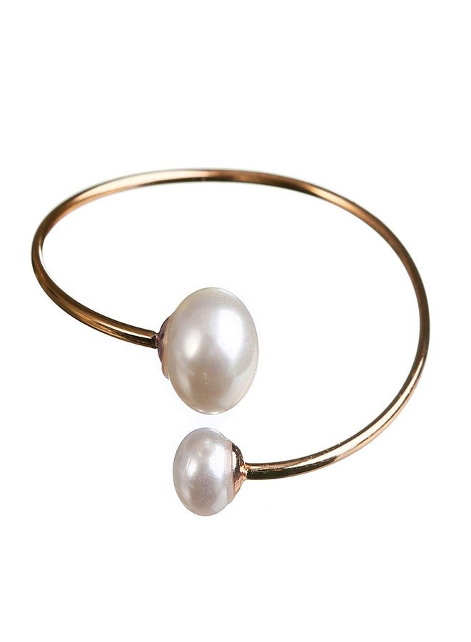 ASHMITA Rose Gold Bangle for Women Shell Pearl Cuff Fashion Bracelet Adjustable - Image 1