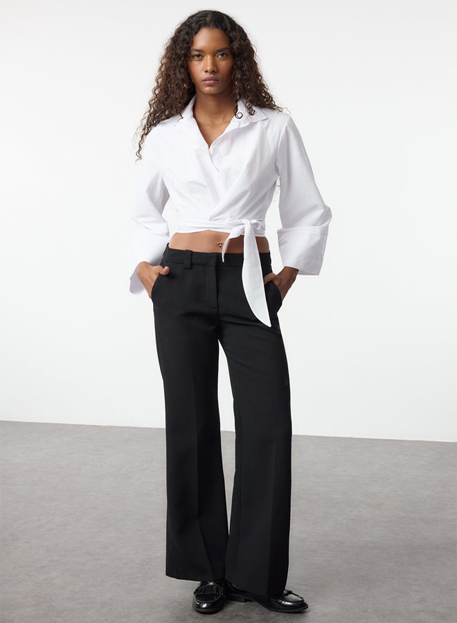 trendyol White Tie Detail Regular Regular Pattern Woven Shirt TWOAW25GO00067 - Image 2