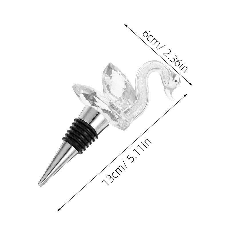 Crystal Swan Wine Bottle Stoppers Set Airtight Seal Reusable for Wedding Party - Image 3