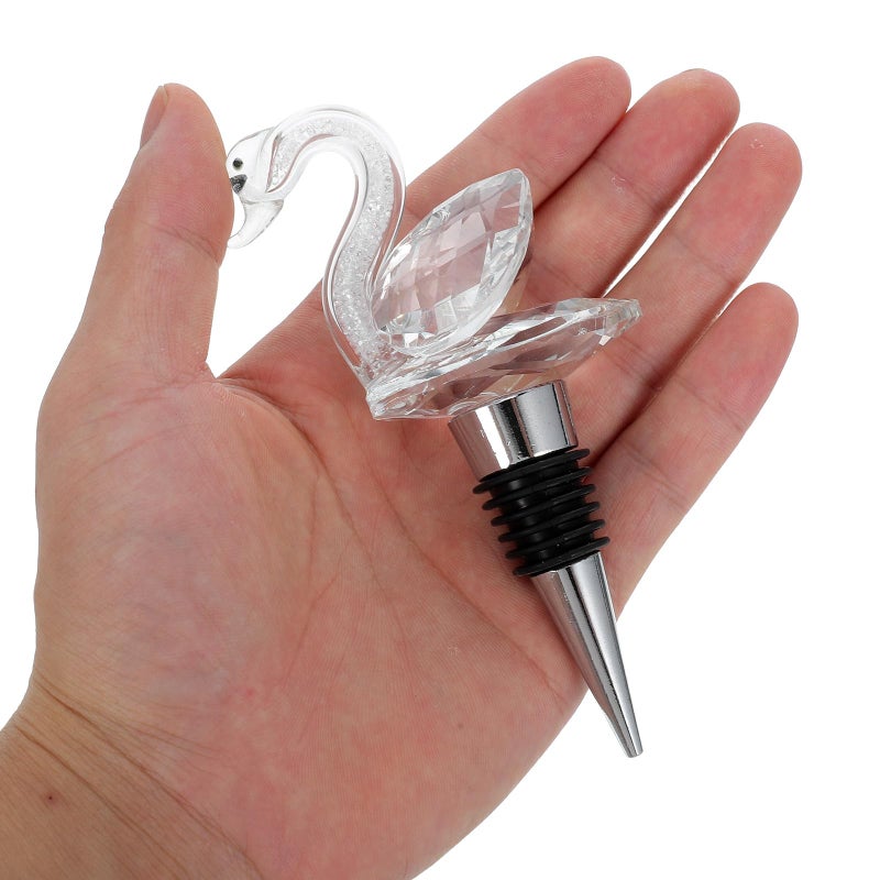 Crystal Swan Wine Bottle Stoppers Set Airtight Seal Reusable for Wedding Party - Image 5