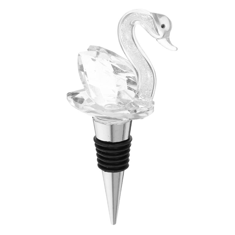 Crystal Swan Wine Bottle Stoppers Set Airtight Seal Reusable for Wedding Party - Image 2