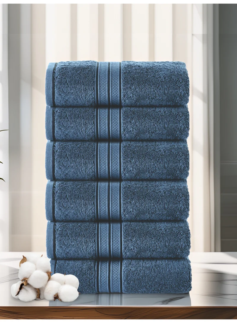 Donetella 6-Pcs Hand Towel Set (40x70 cm) – 100% Combed Cotton 600 GSM | Quick Dry, Ultra-Absorbent, Thick & Plush | Ideal for Spa, Gym, Hotel & Everyday Luxury