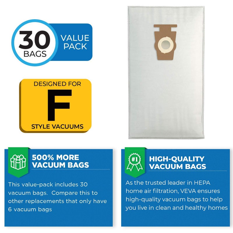 VEVA 30 Pack HEPA Filter Bags Style F for Kirby Vacuum 204811, 204814, 205811, Avalir I, II, Sentria I, II, Ultimate G, Diamond, G3, G4, G5, G6, G7 - Image 3