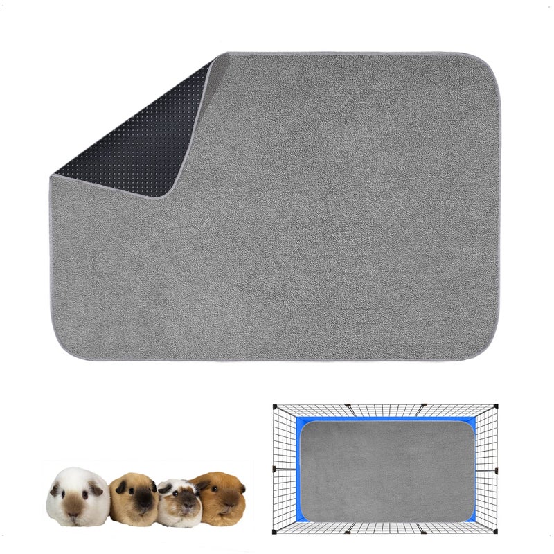GINIDEAR Guinea Pig Cage Liner 1 Pack  Washable Reusable Leakproof Fleece Bedding Pads for Small Animals with AntiSlip Bottom  for CC 2X3 Area Gray