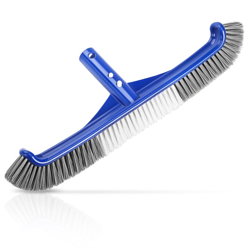 Unipool Pool Brush Head, 17" Pool Brushes for Cleaning Pool Walls, Curved Ends High-Efficiency Pool Scrub Brush,Premium Nylon Bristles Pool Brush with EZ Clip - Image 1