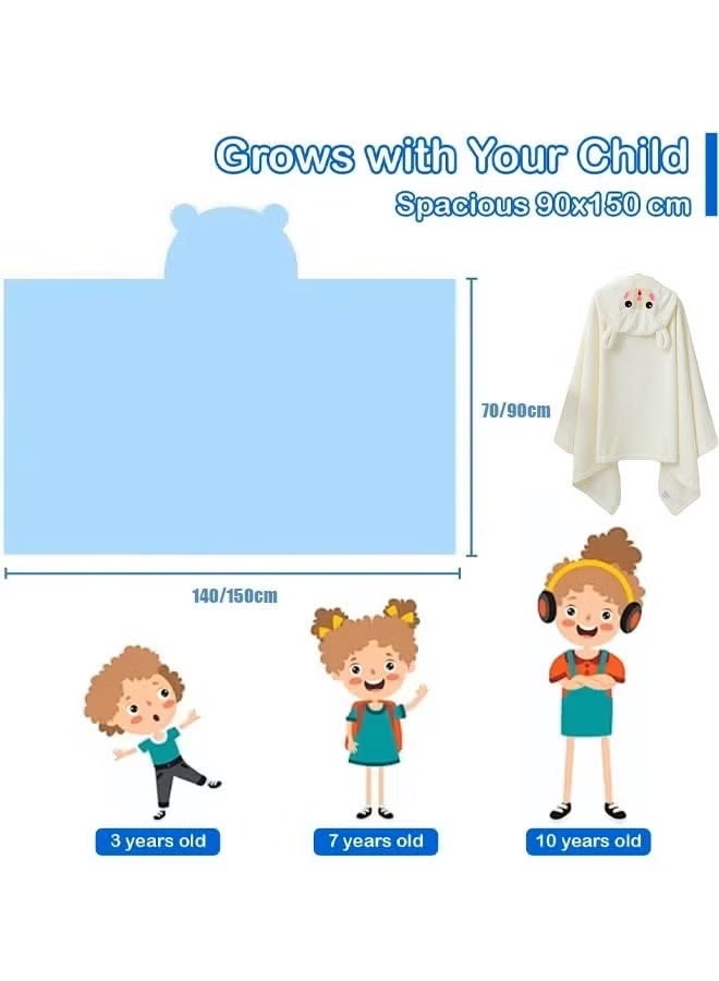 منشفة بغطاء للرأس، منشفة حمام للأطفال، مناشف أطفال كبيرة جدًا مع غطاء للرأس، مناشف حمام للأطفال فائقة الامتصاص وناعمة، قابلة للغسل في الغسالة، منشفة حمام للشاطئ لحديثي الولادة والأطفال الصغار والرضع والأولاد والبنات، بطانية صديقة للبشرة للحمام وحمام السباحة والشاطئ، لمدة 3-12 عامًا - Image 2