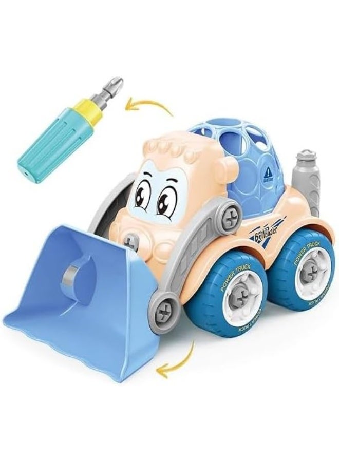 Take Apart Bulldozer Truck Cartoon Vehicle with Screw Driver Build and Play Dismantle and Repair DIY Toy for Kids Children - Image 1
