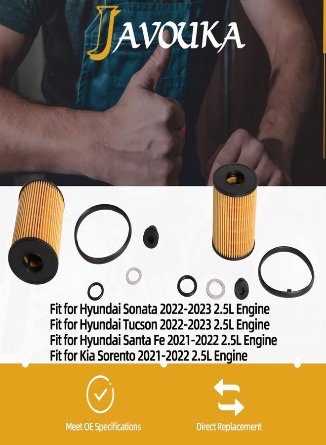 JAVOUKA 6 PCS 2.5L Engine Oil Filter, Fit for Hyundai Sonata 2022-2023, Tucson, Santa Fe, Kia Sorento 2021-2022, Replaces OE# 26350-2S000, 21513-23001 - Image 2