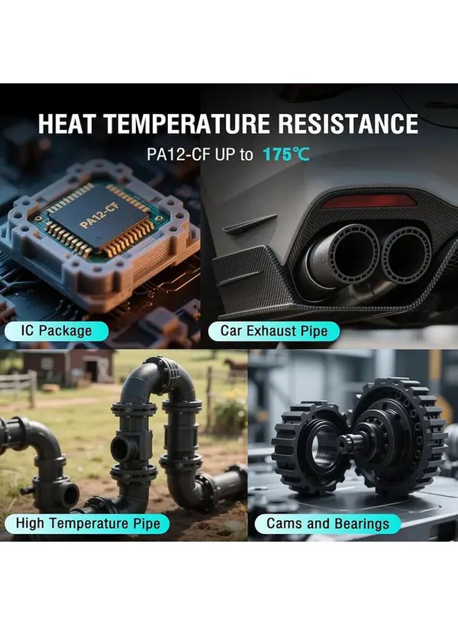 Sunlu PA12 CF Carbon Fiber Nylon 3D Filament 1 75mm 0 5KG High Wear Oil Heat Resistant - Image 4