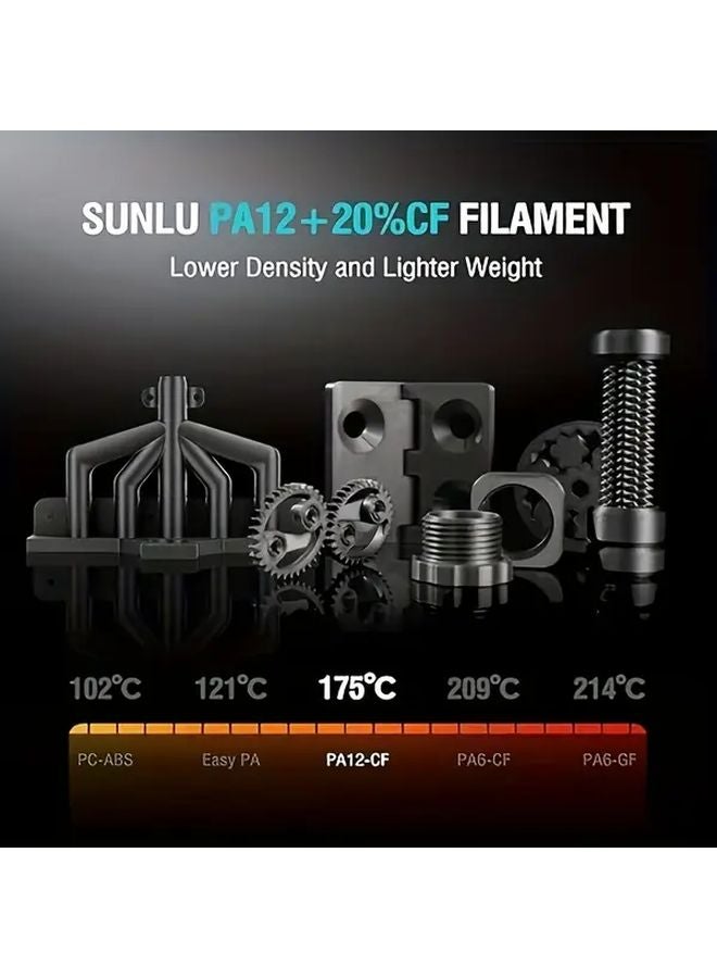 Sunlu PA12 CF Carbon Fiber Nylon 3D Filament 1 75mm 0 5KG High Wear Oil Heat Resistant - Image 5
