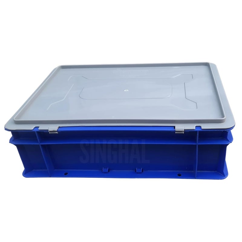 SINGHAL SINGHAL Plastic Crate 300x200x100 MM With Lid Pack of 12 Multipurpose Heavy Duty Portable Crates for storage Shelf Basket for Large Storage Bin Vegetable Fruit Milk  - Image 5